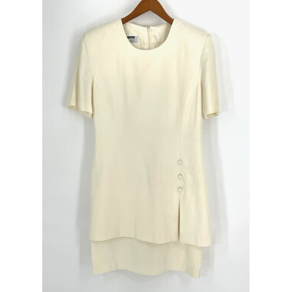Vintage Lois Snyder Dani Max Size 8 White One Piece Dress Embroidered‎ Wedding